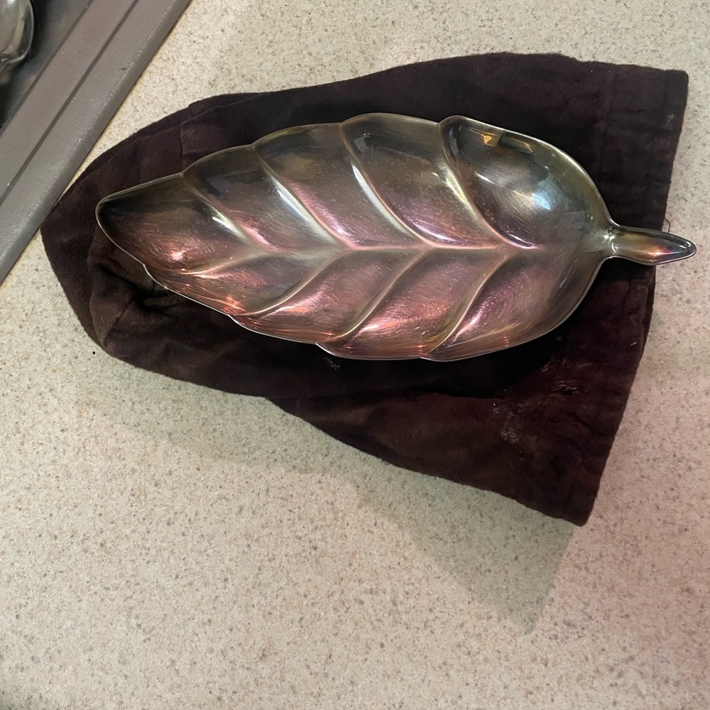 Silver Leaf-Shaped Dish